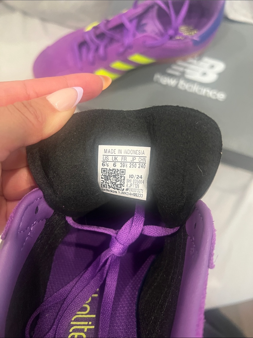 adidas Purple Suede Sneakers with Neon Yellow Stripes - Picture 4 of 4